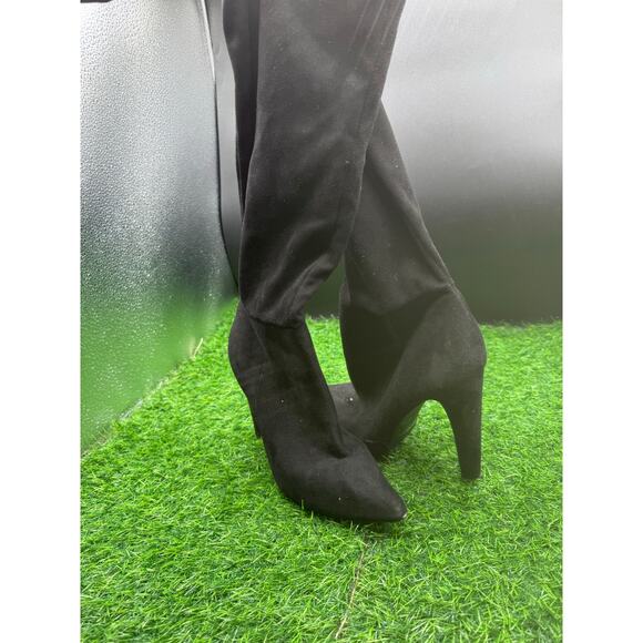 Charolette Russe- Black- Suede- Over the Knee Heeled Boots - Size 8W - Picture 4 of 9